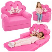 Vaikiškas krėslas‑sofa su princesės karūna