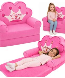 Vaikiškas krėslas‑sofa su princesės karūna