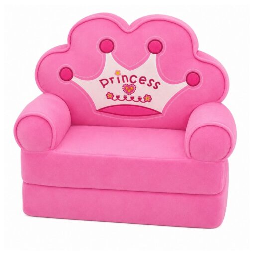 Vaikiškas krėslas‑sofa su princesės karūna