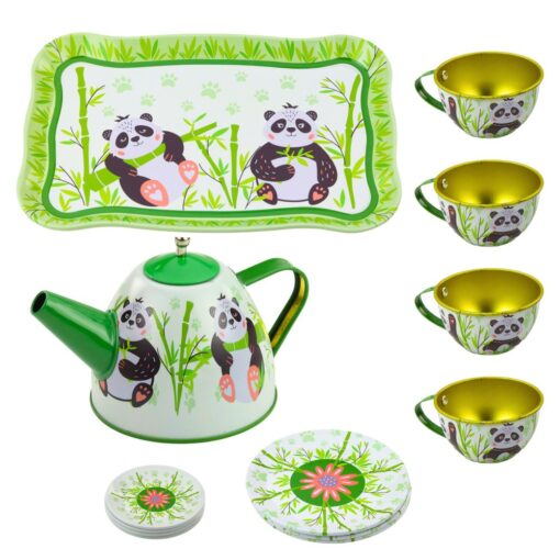 Vaikiškas metalinis arbatos servizas – panda tema