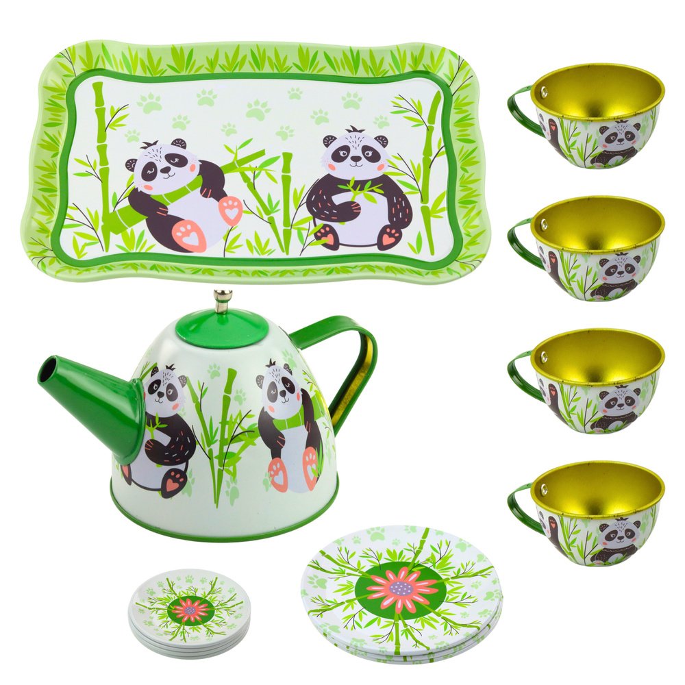Vaikiškas metalinis arbatos servizas – panda tema
