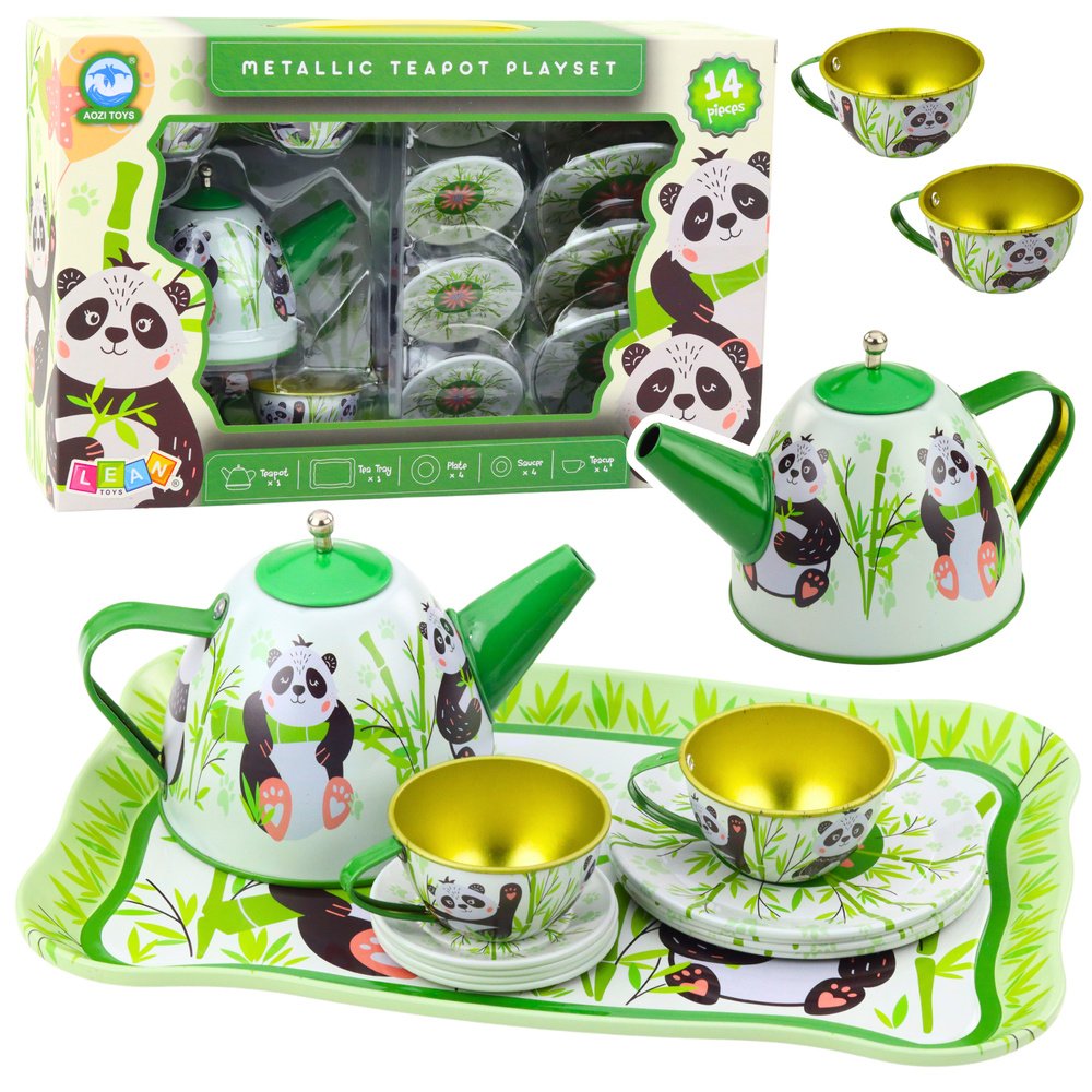 Vaikiškas metalinis arbatos servizas – panda tema