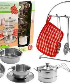 Vaikiškas puodų rinkinys – nerūdijančio plieno imitacija