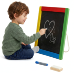 Viga dvipusė medinė edukacinė lenta – kreidinė ir magnetinė
