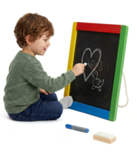 Viga dvipusė medinė edukacinė lenta – kreidinė ir magnetinė