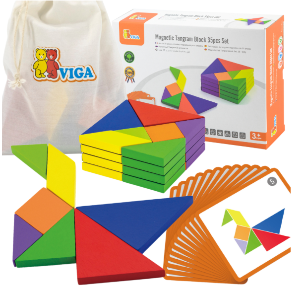 Viga medinė loginė tangram dėlionė
