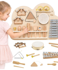 Viga medinė sieninė muzikinė lenta su 12 instrumentų