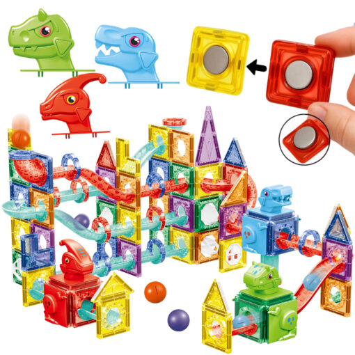 WOOPIE 170 vnt. magnetiniai konstruktoriai 3D su kulkų trasa