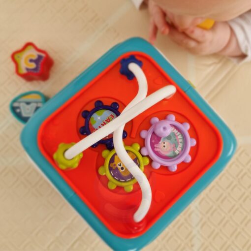 WOOPIE BABY Interaktyvus jutiminis edukacinis Montessori rūšiavimo kubas 6in1