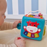 WOOPIE BABY Interaktyvus jutiminis edukacinis Montessori rūšiavimo kubas 6in1