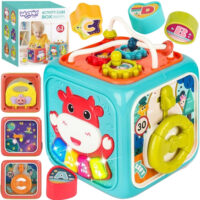 WOOPIE BABY Interaktyvus jutiminis edukacinis Montessori rūšiavimo kubas 6in1