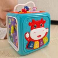 WOOPIE BABY Interaktyvus jutiminis edukacinis Montessori rūšiavimo kubas 6in1