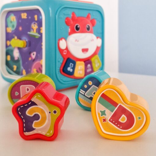 WOOPIE BABY Interaktyvus jutiminis edukacinis Montessori rūšiavimo kubas 6in1