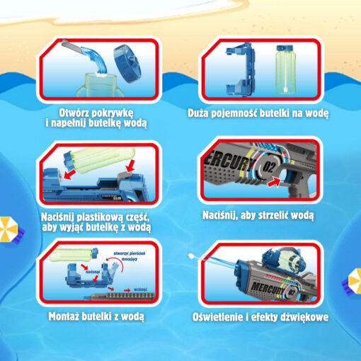 WOOPIE MERCURY 02 elektrinis vandens pistoletas su 3 talpomis ir 2200mAh baterija
