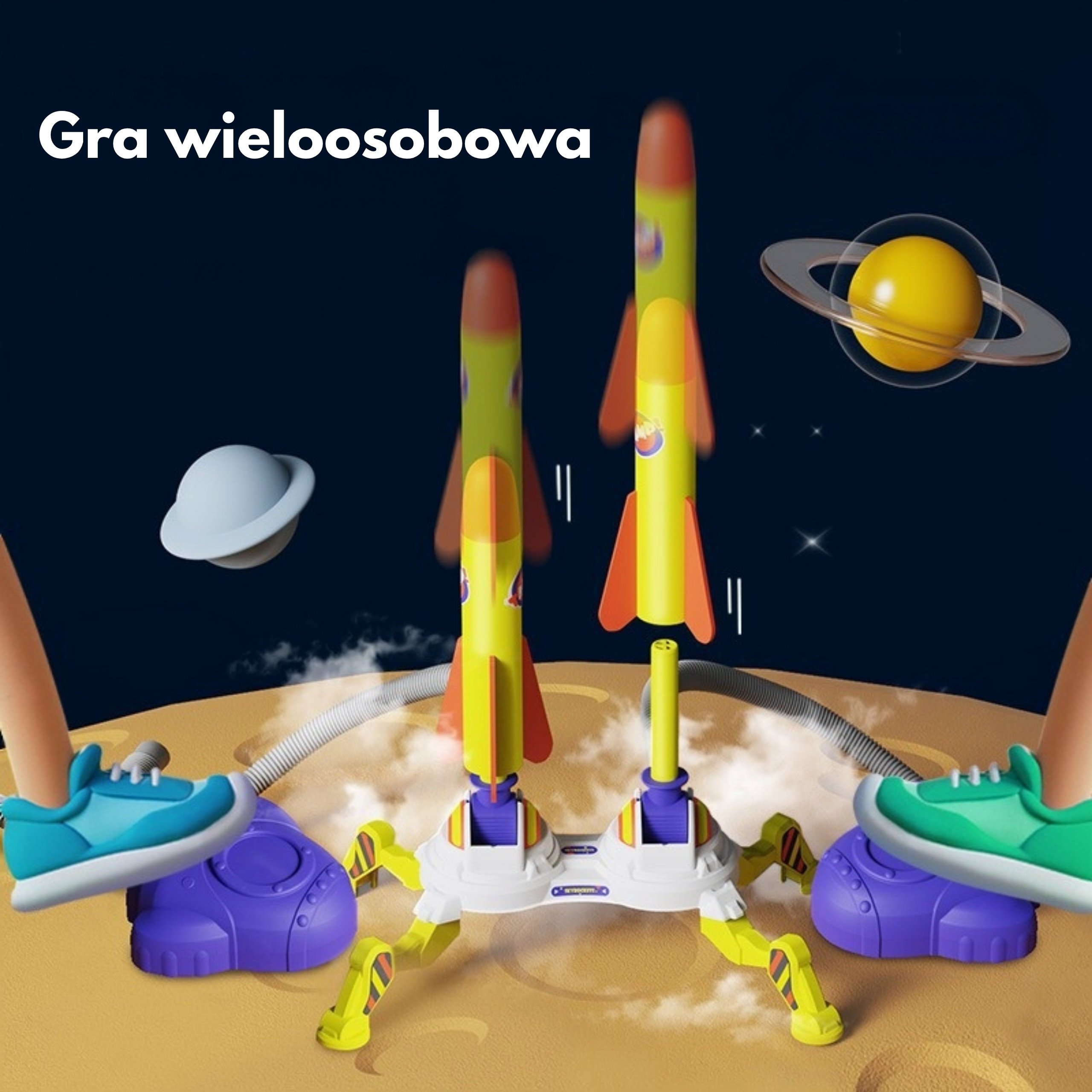 WOOPIE piankinių raketų šaudykla su dviguba pompa ir šviečiančiomis raketomis