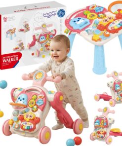 Woopie 4‑in‑1 vaikiškas stumdukas su edukaciniu stalu