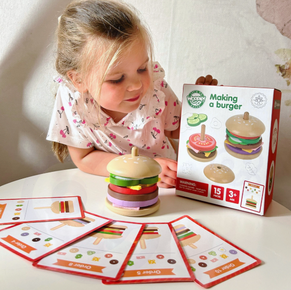 Woopie Green medinis edukacinis burgerio rinkinys – 15 dalių Woopie Green medinis edukacinis burgerio rinkinys – 15 dalių
