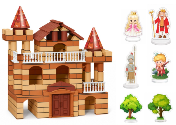 Woopie miniatuurne klotsloss 3-&uuml;hes, 307-osaline komplekt