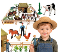Woopie „Farma su gyvūnais“ – 63 elementų rinkinys su pastatu