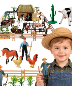 Woopie „Farma su gyvūnais“ – 63 elementų rinkinys su pastatu