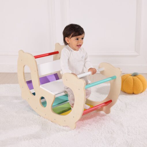 „WOOPIE GREEN“ medinė vaivorykštės supynė ir tiltas 2-in-1 Montessori