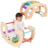 „WOOPIE GREEN“ medinė vaivorykštės supynė ir tiltas 2-in-1 Montessori