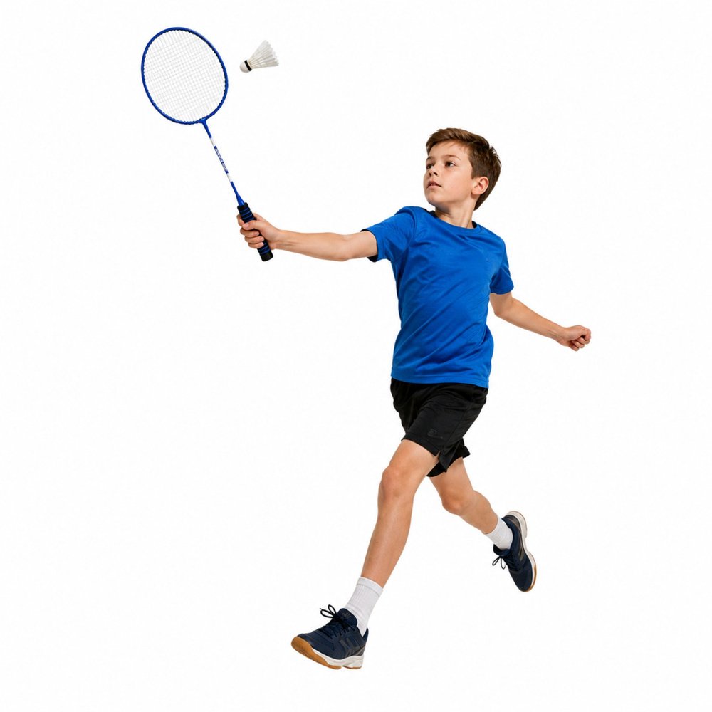 Badmintono rinkinys su 2 mėlynos spalvos raketėmis