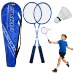 Badmintono rinkinys su 2 mėlynos spalvos raketėmis