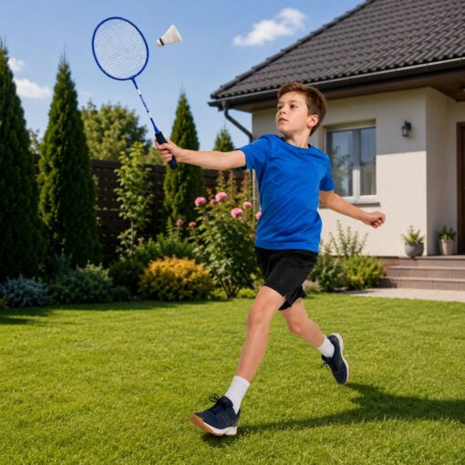 Badmintono rinkinys su 2 raketėmis ir 3 skrajukais