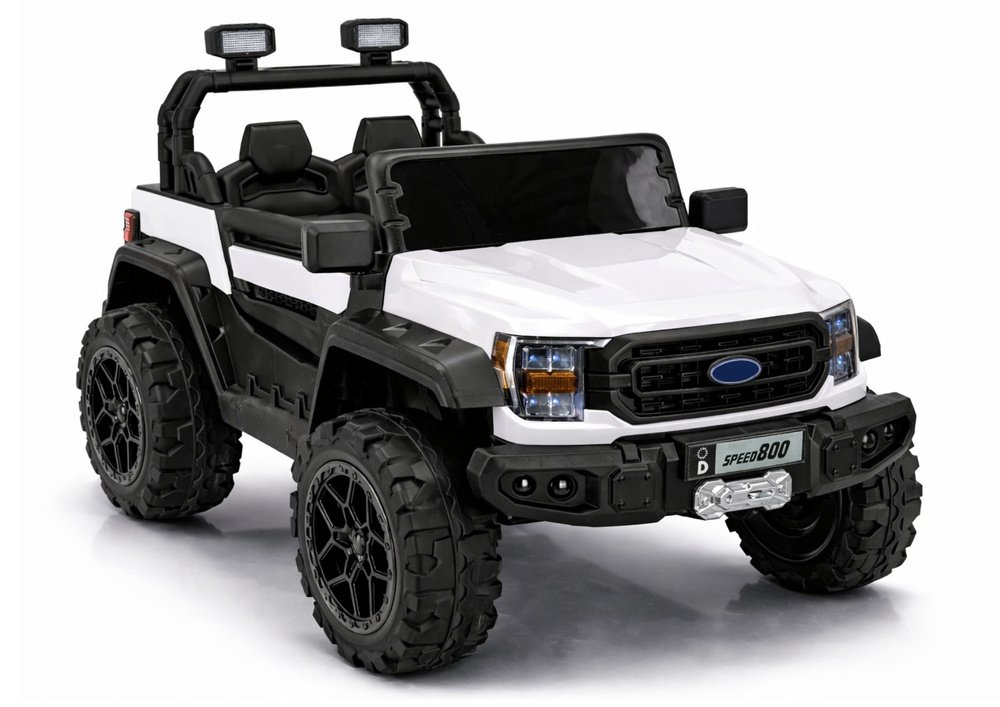 Baltas 4×4 akumuliatorinis automobilis vaikams
