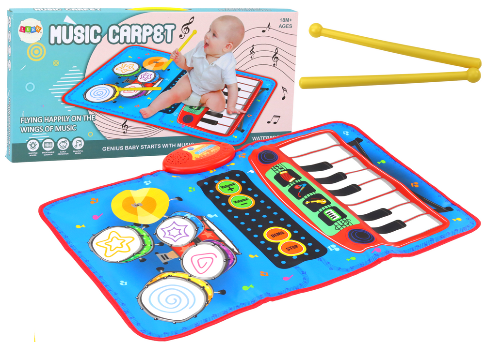 Interaktyvus muzikinis kilimėlis 2in1 „Būgnai ir pianinas“