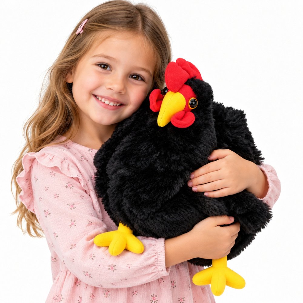 Juoda pliušinė vištelė 40 cm