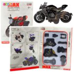 Juodas motociklo modelis 1:14 su auksinėmis detalėmis