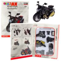 Melns motocikla modelis 1:14 ar zeltainām detaļām