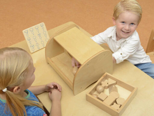 Masterkidz medinis sensorinis kaladėlių rinkinys – 12 geometrinių formų pažinimui per lietimą