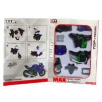 Metalinis motociklo modelis 1:14 – žalias ir mėlynas