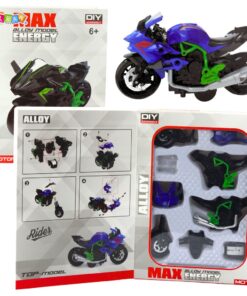 Metalinis motociklo modelis 1:14 – žalias ir mėlynas