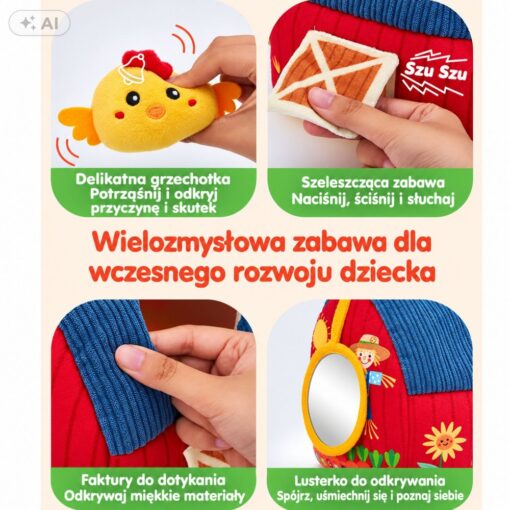Montessori sensorinis ūkis su 6 pliušiniais gyvūnais