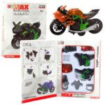 Motociklo modelis 1:14 – žalias ir oranžinis