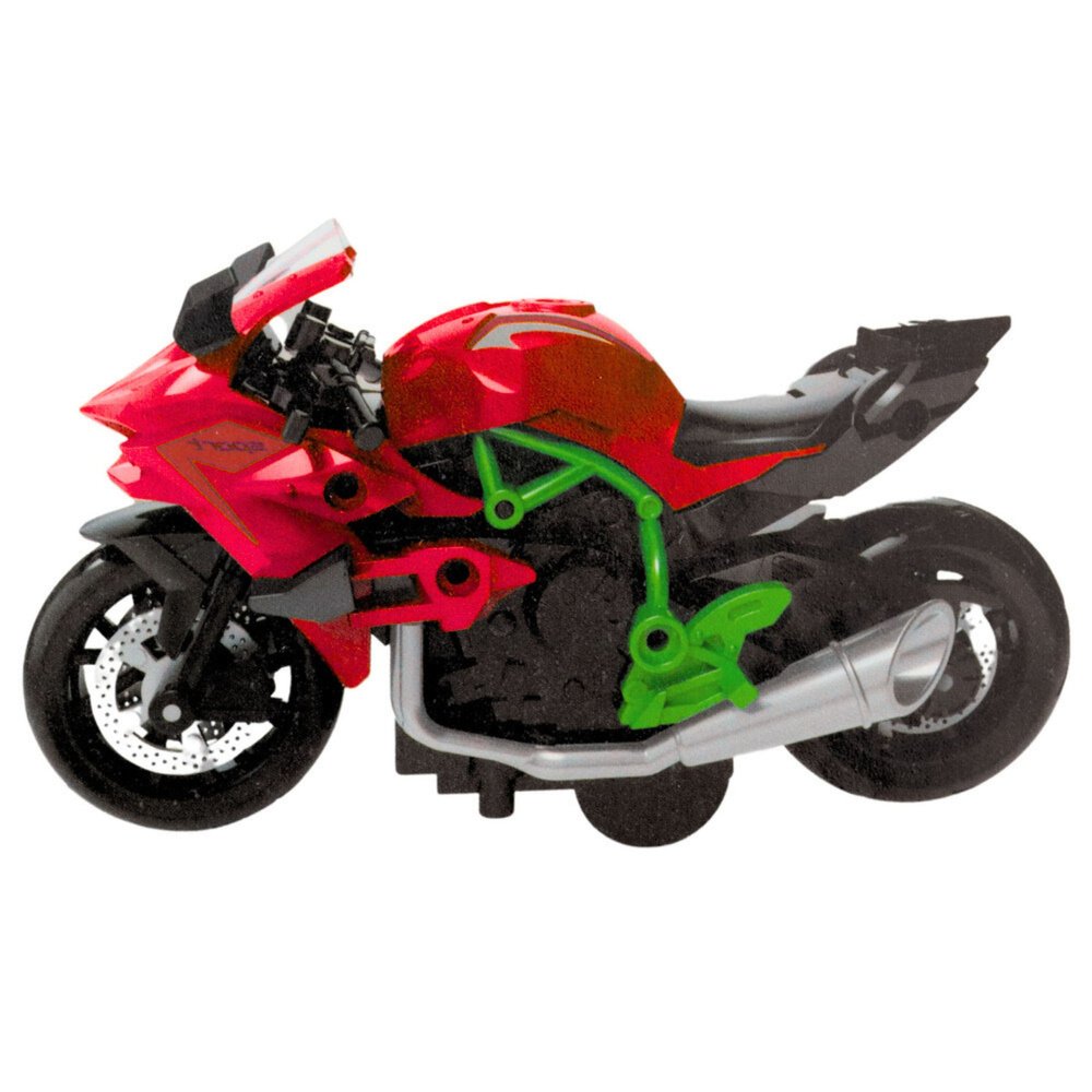 Motociklo modelis 1:14 – žalias ir raudonas
