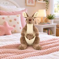 Pliušinė kengūra su mažyliu – 25 cm žaislas