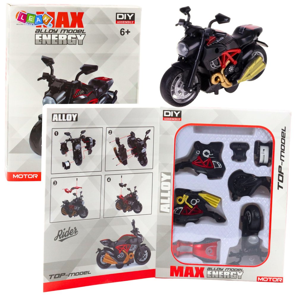 Raudonas motociklo modelis 1:14 – surenkamas