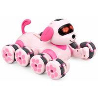 Rožinis robotas šuo su 8 ratais ir LED akimis