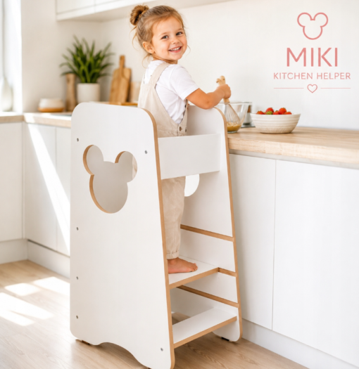 Montessori virtuvės pagalbininkas MIKI, baltas, reguliuojamas - Image 3
