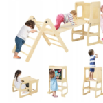 Medinė žaidimų aikštelė vaikams 7in1 „Costway“