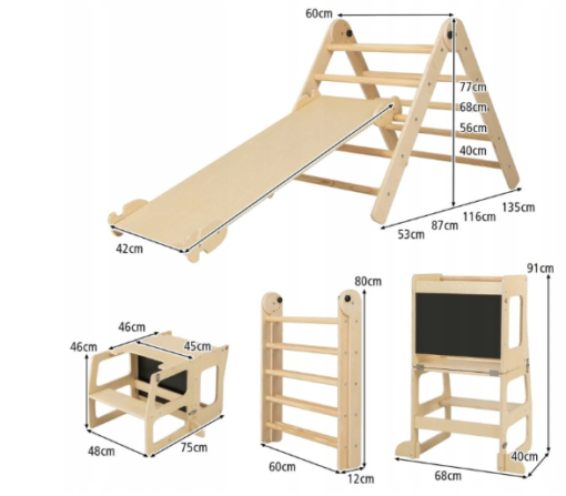Medinė žaidimų aikštelė vaikams 7in1 „Costway“ - Image 2
