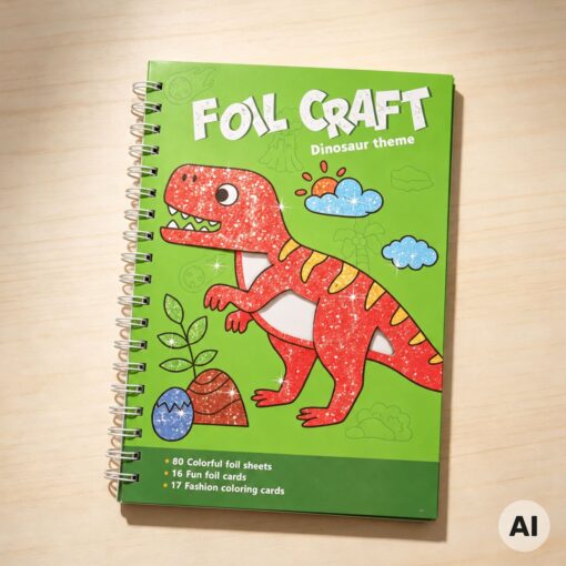 WOOPIE kūrybinis rinkinys „Dinozaurai“ su folija ir flomasteriais