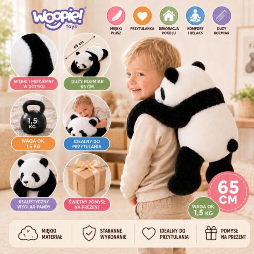WOOPIE raske sensoorne panda 1,5 kg, 65 cm