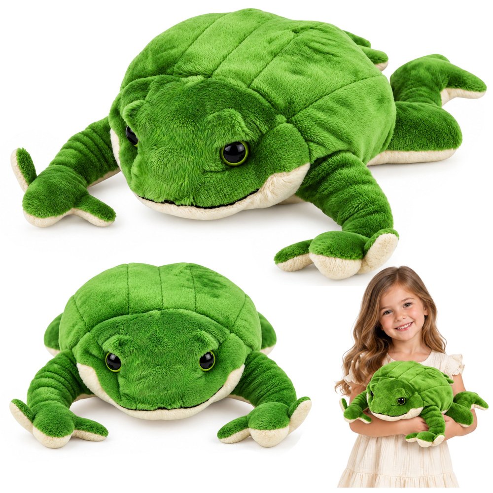 Žalia pliušinė varlė su svareliais 58 cm Žalia pliušinė varlė su svareliais 58 cm